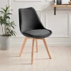 Kiki Soft Black Sedia Tessuto colore Nero gambe in legno massello finitura rovere cm h83 l48 p56