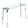 Kirk consolle piano in vetro trasparente e metallo cromato 125x40xh75 cm