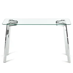Kirk consolle piano in vetro trasparente e metallo cromato 125x40xh75 cm