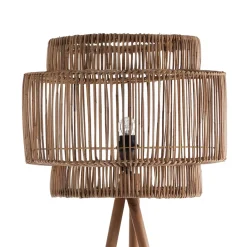 Kota lampada da terra in teak e rattan d53xh170 cm