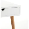 Kyra tavolino comodino 1 cassetto in mdf laccato bianco opaco e legno massello tinto rovere 40x40 h50 cm