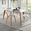 Kyra tavolo verniciato top bianco opaco e gambe in legno massello finitura rovere 160 x 90 cm