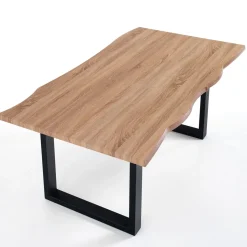 Lando Tavolo fisso in Legno finitura Rovere con gambe in Acciaio Nero Opaco, 160 x 90 x h75 cm