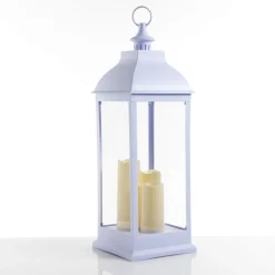 Lantern 54 lampada decorativa led in plastica bianca 23.5x23.5 h54 cm