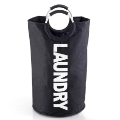 Laundry black sacca/p biancheria in tessuto sintetico nero con maniglie d38xh72 cm