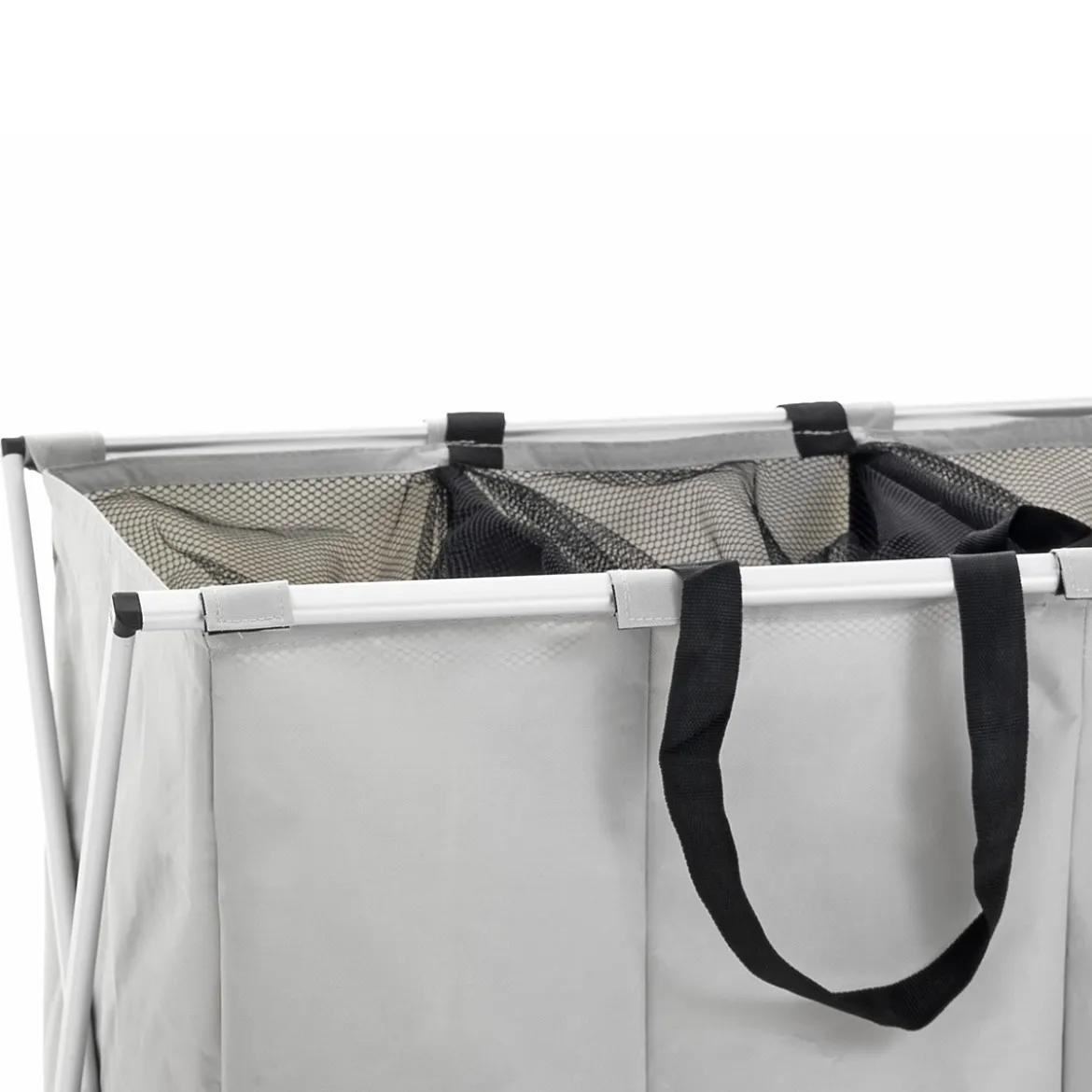 Laundry x-3 sacca/p biancheria in tessuto sintetico grigio con struttura pieghevole in alluminio 65x402xh68 cm