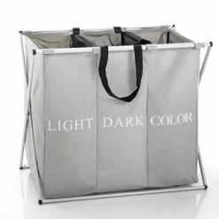 Laundry x-3 sacca/p biancheria in tessuto sintetico grigio con struttura pieghevole in alluminio 65x402xh68 cm