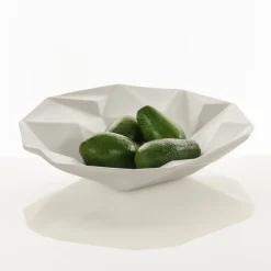 Ligio round centrotavola / svuotatasche in ceramica colore bianco finitura opaca 40x40x8 cm