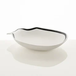 Linea centrotavola / svuotatasche in ceramica colore bianco opaco 31x35x65 cm