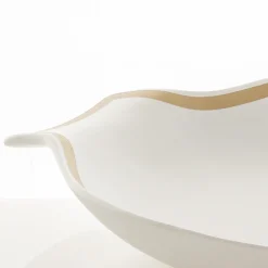 Linea gold centrotavola / svuotatasche in ceramica colore bianco opaco 31x35x65 cm
