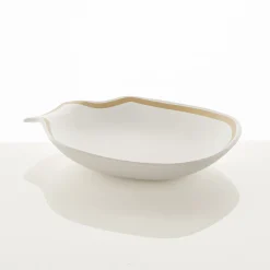 Linea gold centrotavola / svuotatasche in ceramica colore bianco opaco 31x35x65 cm