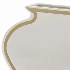 Linea-a gold vaso in ceramica colore bianco opaco 35x10x25 cm
