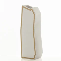 Linea-d gold vaso in ceramica colore bianco opaco 17x13x50 cm