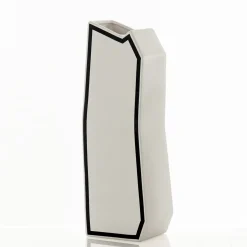 Linea-d vaso in ceramica colore bianco opaco 17x13x50 cm