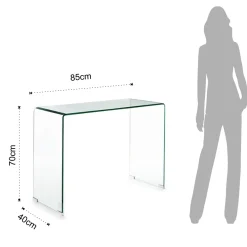 Little bridg consolle in vetro curvato 85x40xh70 cm