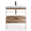 Loom-a wood mobile bagno 80 in acciaio bianco opaco con lavello e cestone finitura rovere 80x46xh84 cm