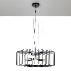 Ludo a lampadario in acciaio nero e oro opaco 3 lampade d60xh23 cm