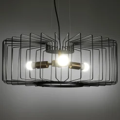 Ludo a lampadario in acciaio nero e oro opaco 3 lampade d60xh23 cm