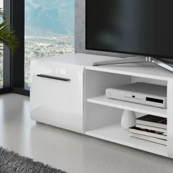 Luky-a mobile porta tv bianco opaco con 2 ante laccate bianco lucido 160x39.6xh40 cm