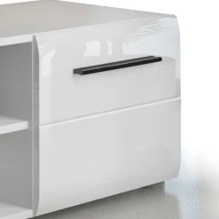 Luky-a mobile porta tv bianco opaco con 2 ante laccate bianco lucido 160x39.6xh40 cm