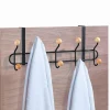 Macallan appendiabiti per porta in acciaio nero opaco e 10 pomelli in legno finitura rovere 45x9.5xh18.5 cm
