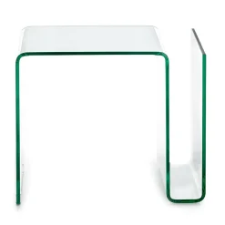 Magazine tavolino comodino in vetro curvato 48x40 h38 cm