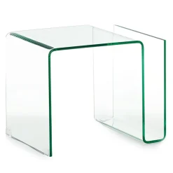 Magazine tavolino comodino in vetro curvato 48x40 h38 cm