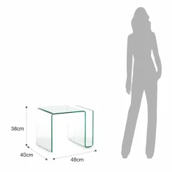 Magazine tavolino comodino in vetro curvato 48x40 h38 cm