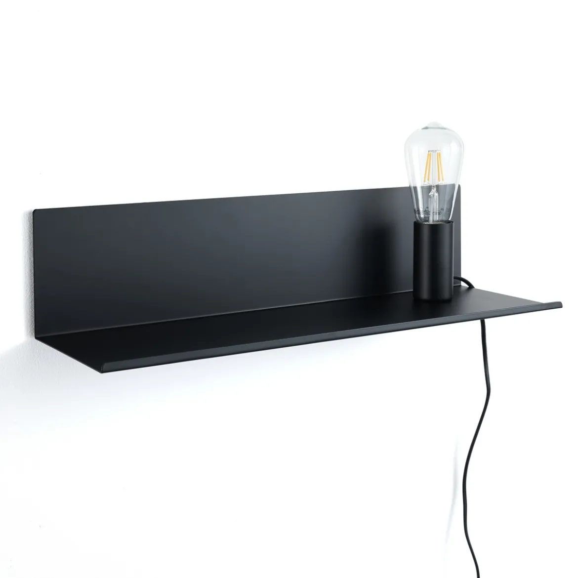 Magic shelf lampada mensola applique in metallo nero opaco luce con magnete 50x16 h12 cm