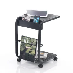 Magiko carrello multifunzionale in acciaio piani finitura legno grigio scuro 32x38.5 h55 cm