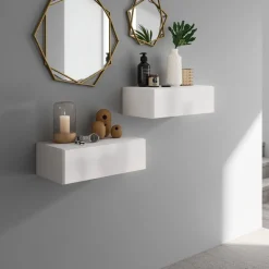 Mak comodino / cassetto sospeso finitura bianco opaco 45x26xh15 cm