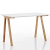 Mak Scrivania e Computer Desk Bianca Opaco Laccata e Legno Massello finitura Rovere, 120 x 60 x h 76 cm