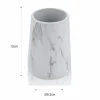 Marble b bicchiere portaspazzolini ceramica effetto marmo bianco opaco d8.3 h12 cm