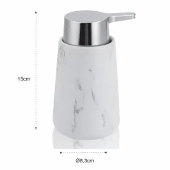 Marble b dispenser portasapone ceramica effetto marmo bianco opaco d8.3 h15 cm