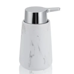 Marble b dispenser portasapone ceramica effetto marmo bianco opaco d8.3 h15 cm