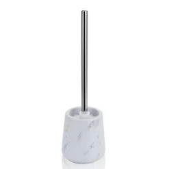 Marble b portaspazzolino toilette ceramica effetto marmo bianco opaco d11.8 h38.5 cm