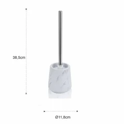 Marble b portaspazzolino toilette ceramica effetto marmo bianco opaco d11.8 h38.5 cm