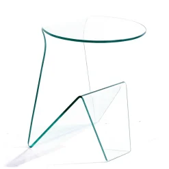 Mark tavolino comodino in vetro curvato 46x40 h55 cm