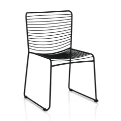 Martha black sedia interno esterno in acciaio colore nero opaco impilabile h.79 l.49 p.53 cm