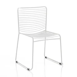 Martha white sedia interno esterno in acciaio colore bianco opaco impilabile h.79 l.49 p.53 cm