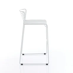 Martha white sgabello da interno / esterno in tessuto e acciaio bianco 55x51xh90 cm