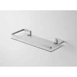 Mazzo mensola da parete in metallo finitura alluminio vetro trasparente 50x19 h5 cm
