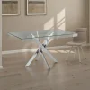Mill 140 Tavolo / Scrivania in Vetro Temprato trasparente con gambe in Acciaio Cromato, 140 x 80 X H 76 cm