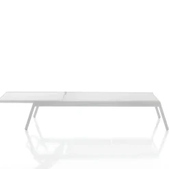 Milos lettino da mare in alluminio bianco opaco e tessuto textilene bianco 56x200xh35 cm