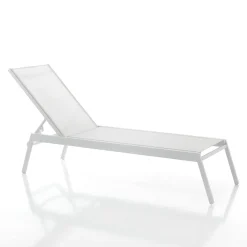 Milos lettino da mare in alluminio bianco opaco e tessuto textilene bianco 56x200xh35 cm