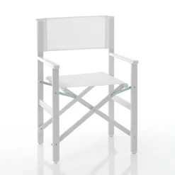 Milos sedia pieghevole regista in alluminio bianco opaco e tessuto textilene bianco 55x46xh88 cm