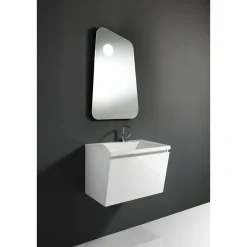 Mobile bagno con base 60 lavello bianco sospesa mdf laccato bianco lucido con lavello e cestone 60x42xh43 cm