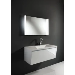 Mobile bagno con base 100 sospesa lavello bianco lucido con lavello e cestone 100x48xh43 cm