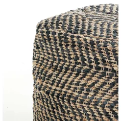 Nagar-c pouf juta in juta intrecciata naturale e nero 45x45xh45 cm