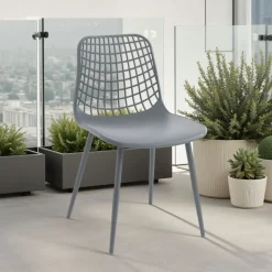 Nairobi grey sedia da interno esterno in polipropilene e acciaio grigia opaco 46x55xh80 cm